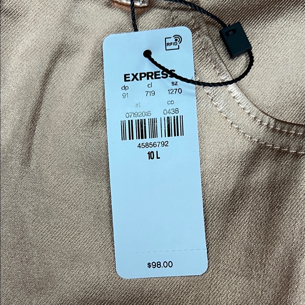 Express Rose Gold Skyscraper Mid Rise Women Coated Jeans size 10L - Picture 7 of 9